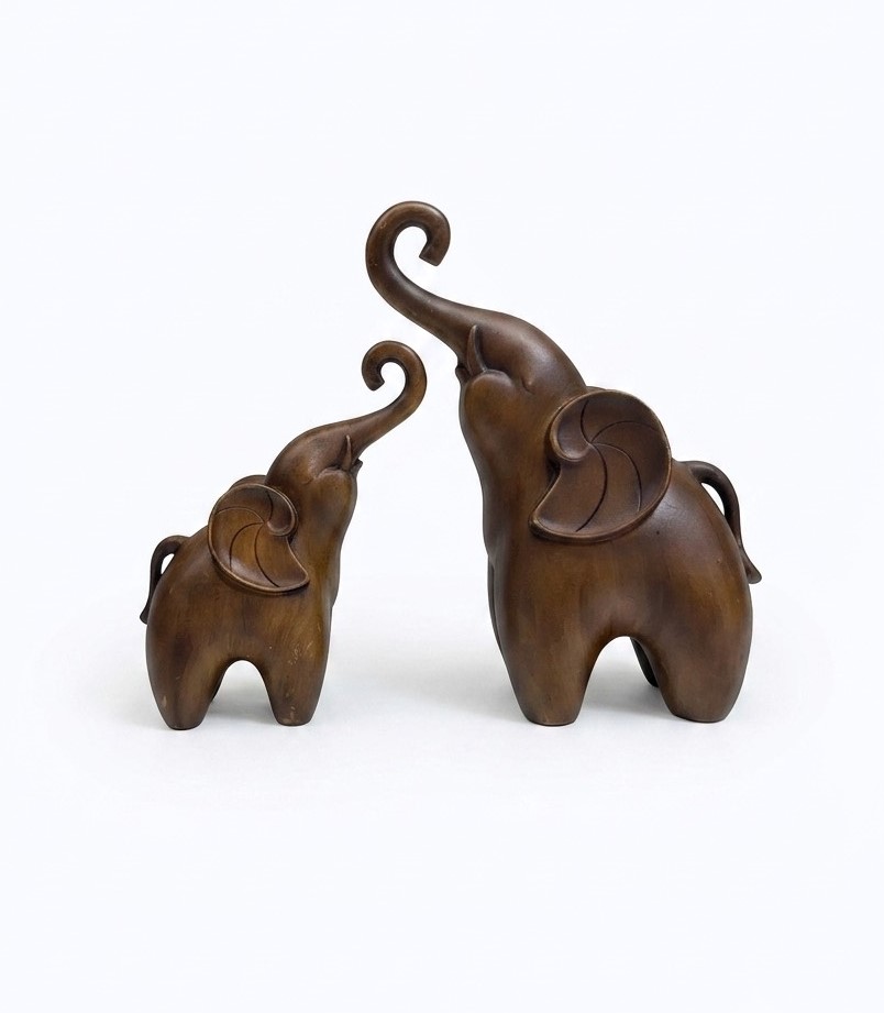 مجسمه فیل پلی استری طرح چوب (جفت) 201465