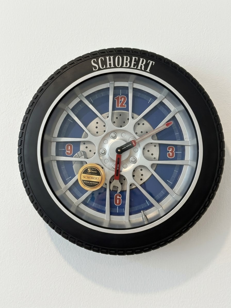 ساعت دیواری طرح لاستیک و تعمیرگاه ماشین برند شوبرت Schobert کد 5212